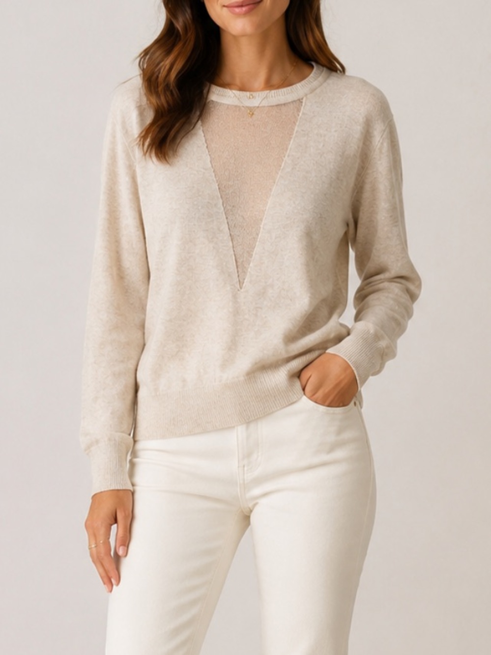 Line and Dot Cream Knit Sweater